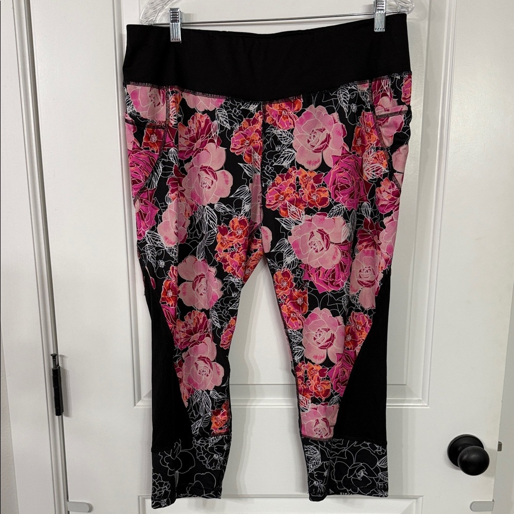 Danskin Now Floral Leggings - Pink and Black